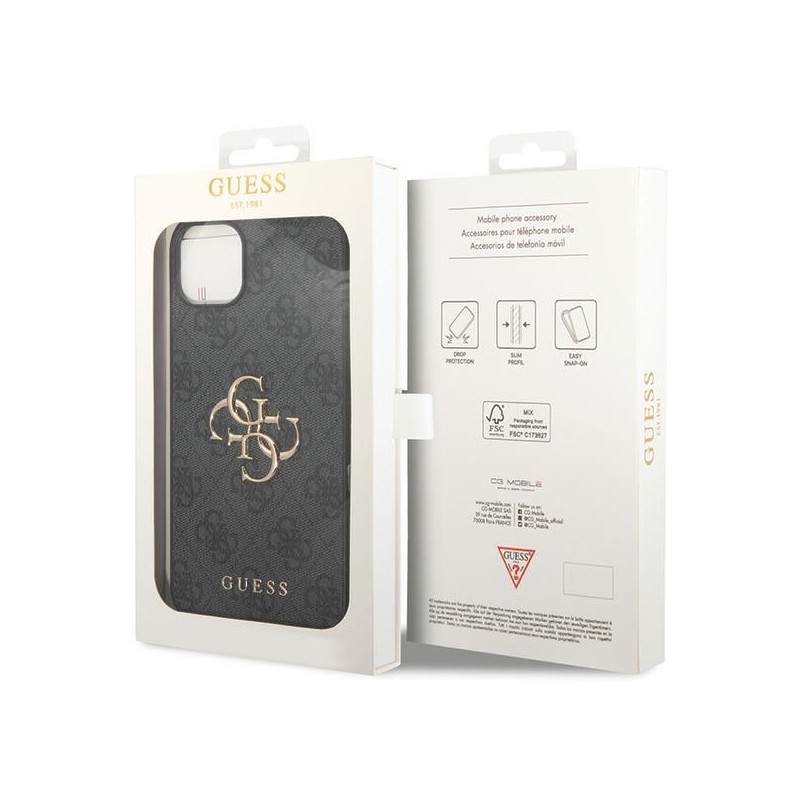 Guess GUHCP15M4GMGGR iPhone 15 Plus / 14 Plus 6.7" szary/grey hardcase 4G Big Metal Logo