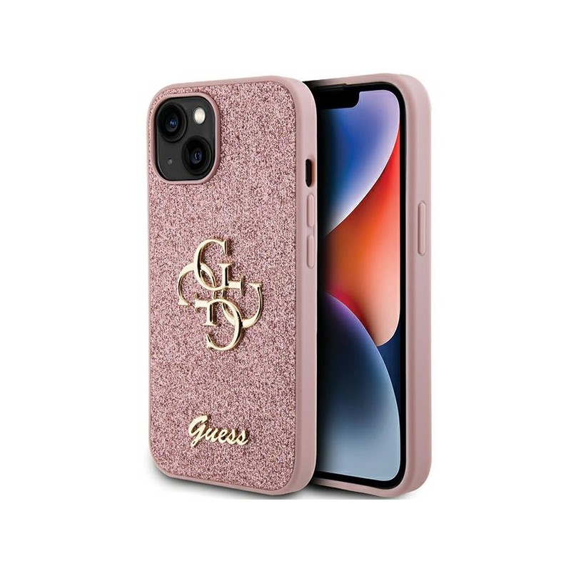 Guess GUHCP15SHG4SGP iPhone 15 / 14 / 13 6.1" różowy/pink hardcase Glitter Script Big 4G