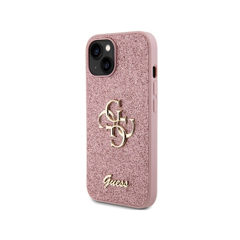 Guess GUHCP15SHG4SGP iPhone 15 / 14 / 13 6.1" różowy/pink hardcase Glitter Script Big 4G