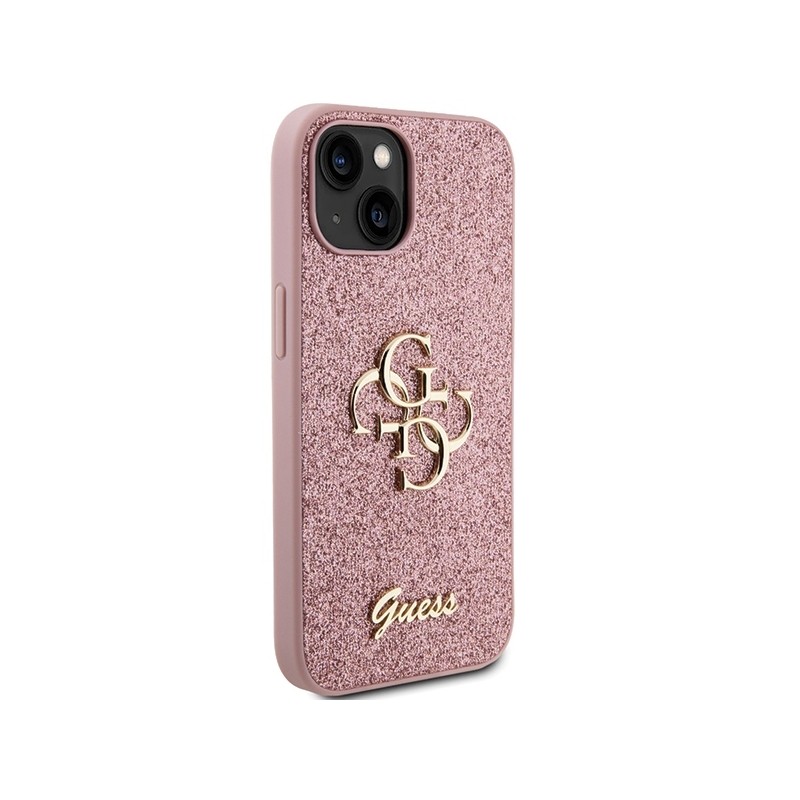 Guess GUHCP15SHG4SGP iPhone 15 / 14 / 13 6.1" różowy/pink hardcase Glitter Script Big 4G
