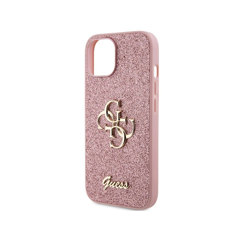 Guess GUHCP15SHG4SGP iPhone 15 / 14 / 13 6.1" różowy/pink hardcase Glitter Script Big 4G