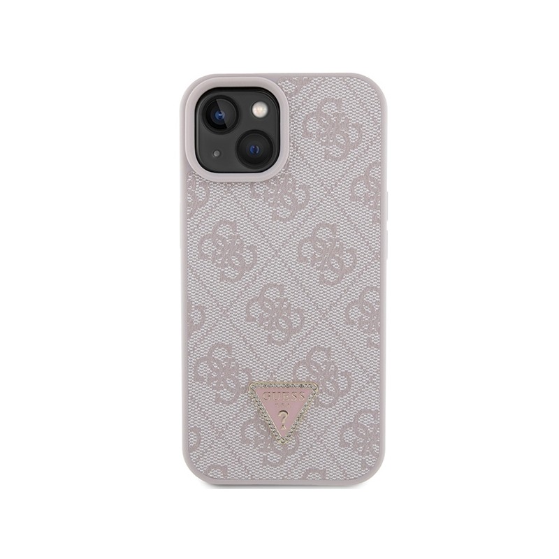 Guess GUHCP15SP4TDPP iPhone 15 / 14 / 13 6.1" różowy/pink hardcase Leather 4G Triangle Strass