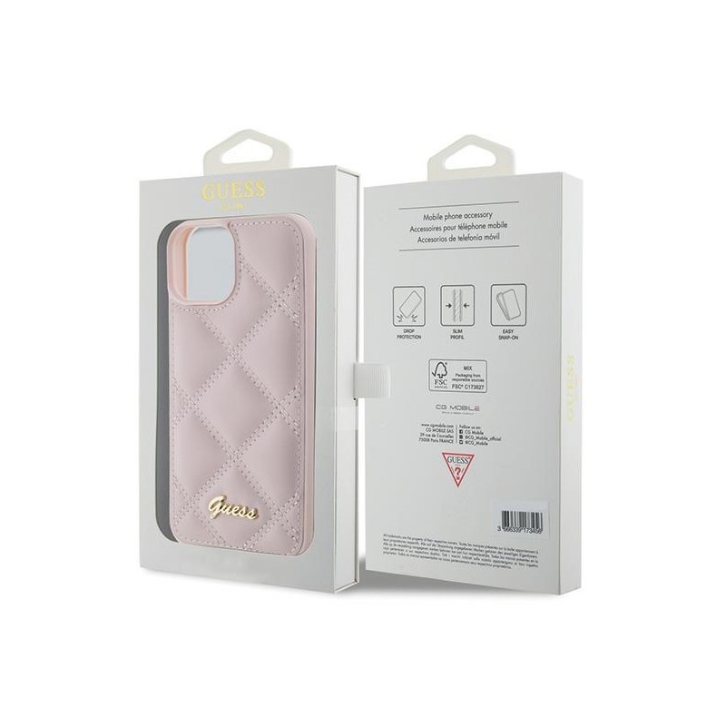 Nutitelefoni tagakaas Õun Iphone 15 4G metallist logo Roosa