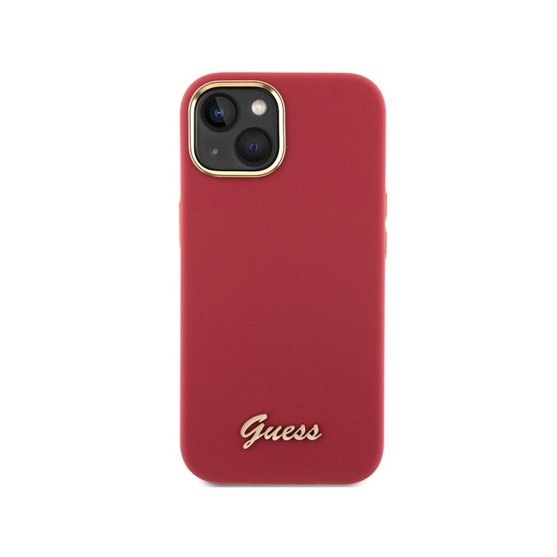 Nutitelefoni tagakaas Õun Iphone 15 Skriptimetalli logo Punane