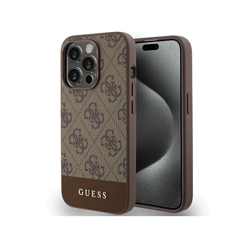 Guess GUHCP15XG4GLBR iPhone 15 Pro Max 6.7" brązowy/brown hardcase 4G Stripe Collection