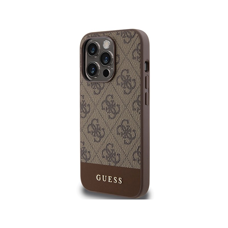 Guess GUHCP15XG4GLBR iPhone 15 Pro Max 6.7" brązowy/brown hardcase 4G Stripe Collection