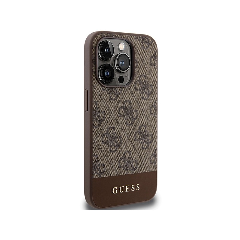 Guess GUHCP15XG4GLBR iPhone 15 Pro Max 6.7" brązowy/brown hardcase 4G Stripe Collection