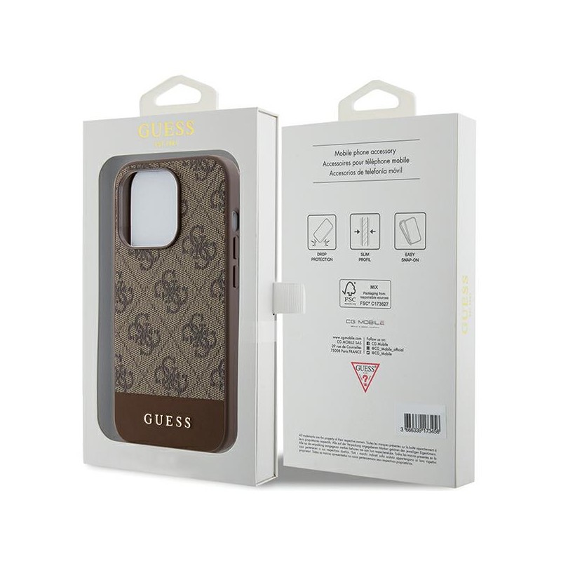 Guess GUHCP15XG4GLBR iPhone 15 Pro Max 6.7" brązowy/brown hardcase 4G Stripe Collection