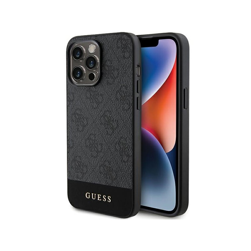 Guess GUHCP15XG4GLGR iPhone 15 Pro Max 6.7" szary/grey hardcase 4G Stripe Collection