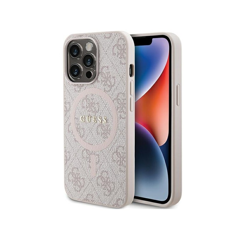 Guess GUHMP13XG4GFRP iPhone 13 Pro Max 6.7" różowy/pink hardcase 4G Collection Leather Metal Logo MagSafe