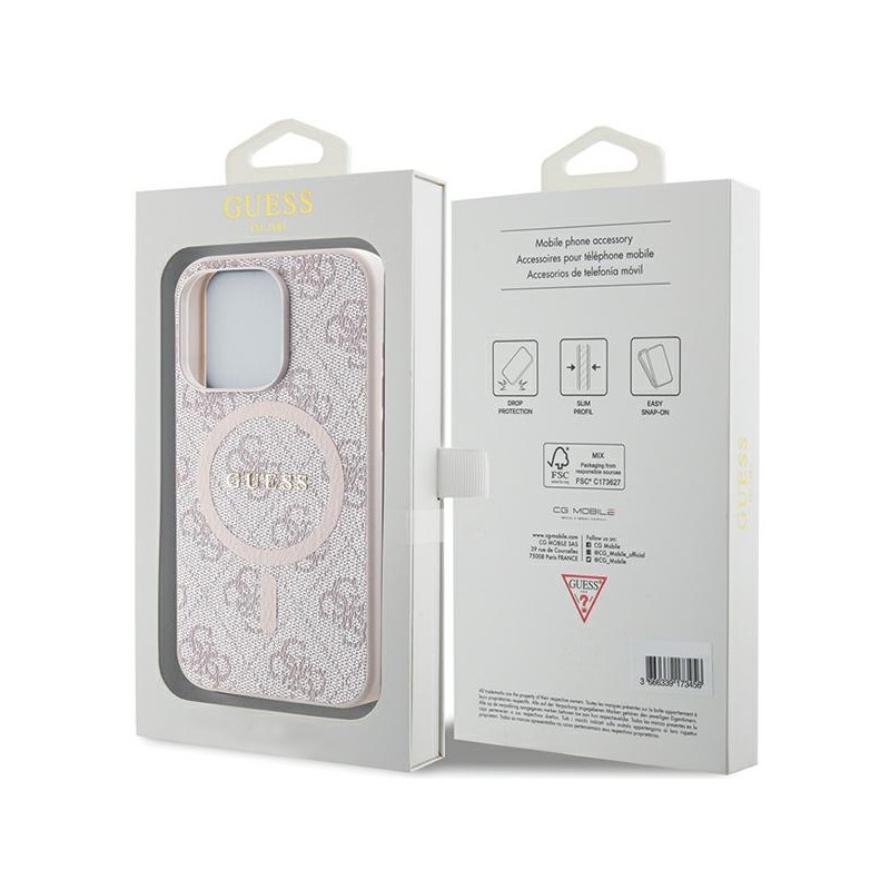 Guess GUHMP13XG4GFRP iPhone 13 Pro Max 6.7" różowy/pink hardcase 4G Collection Leather Metal Logo MagSafe