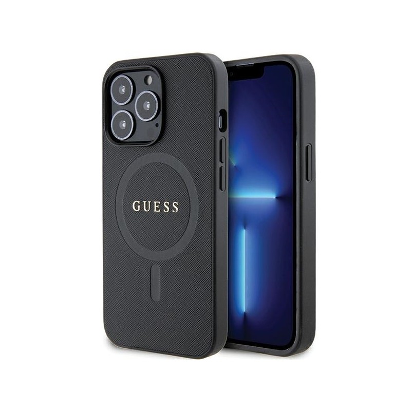 Viedtālruņa aizmugurējais vāciņš Apple iPhone 13 Pro Max Saffiano MagSafe Melna