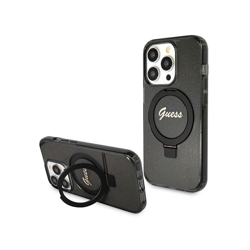 Viedtālruņa aizmugurējais vāciņš Apple iPhone 14 Pro Ring stand Melna