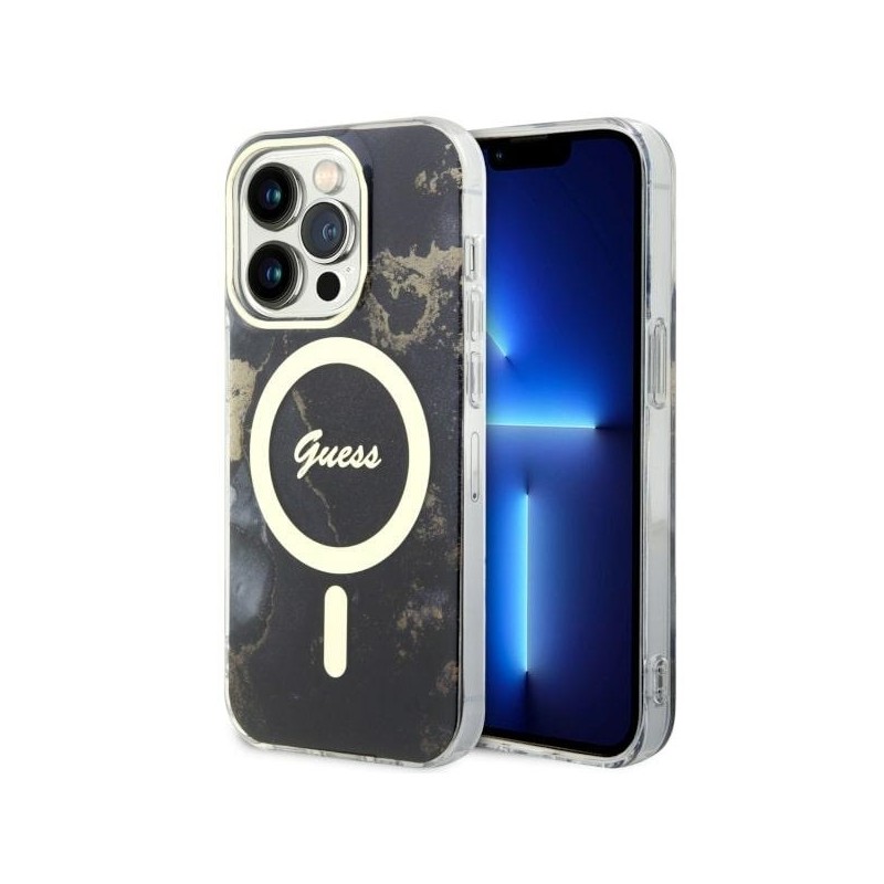 Guess GUHMP14LHTMRSK iPhone 14 Pro 6.1" czarny/black hardcase Golden Marble MagSafe