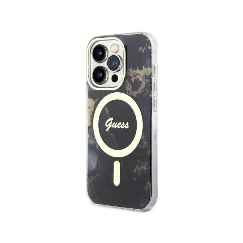 Guess GUHMP14LHTMRSK iPhone 14 Pro 6.1" czarny/black hardcase Golden Marble MagSafe