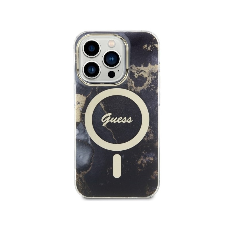 Guess GUHMP14LHTMRSK iPhone 14 Pro 6.1" czarny/black hardcase Golden Marble MagSafe