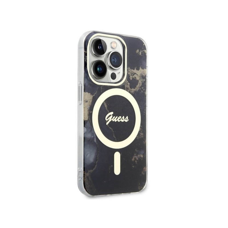 Guess GUHMP14LHTMRSK iPhone 14 Pro 6.1" czarny/black hardcase Golden Marble MagSafe