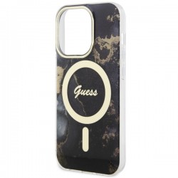 Guess GUHMP14LHTMRSK iPhone 14 Pro 6.1" czarny/black hardcase Golden Marble MagSafe