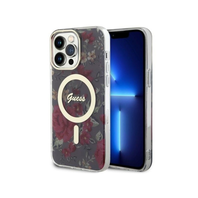 Guess GUHMP14XHCFWSA iPhone 14 Pro Max 6.7" zielony/khaki hardcase Flower MagSafe