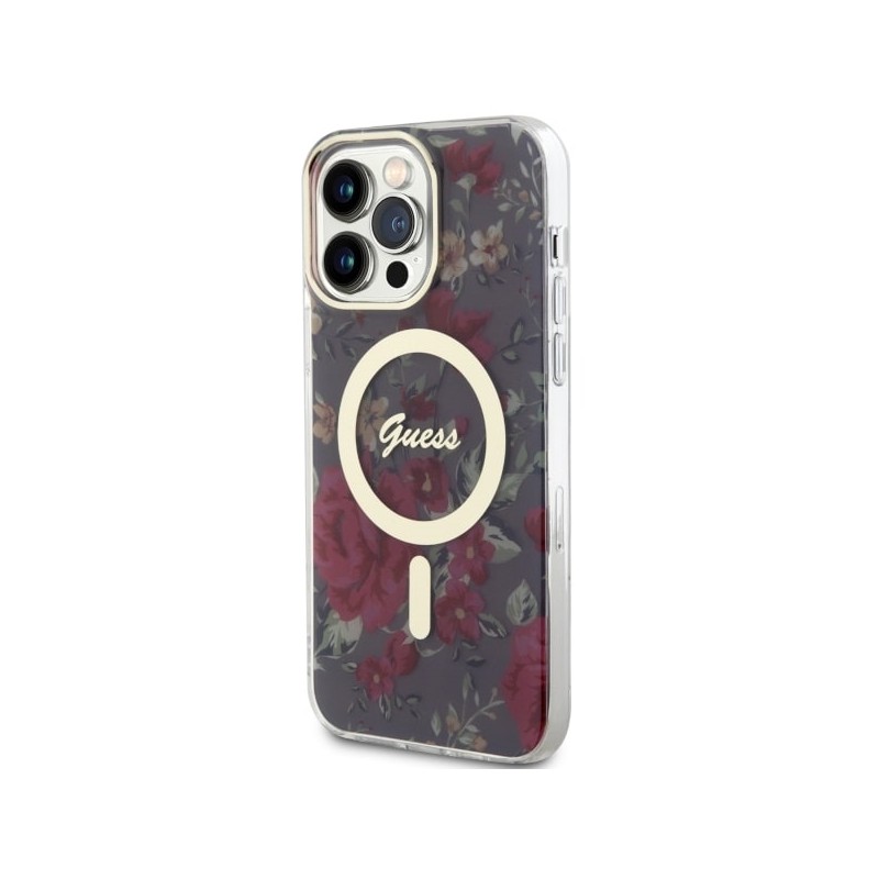 Guess GUHMP14XHCFWSA iPhone 14 Pro Max 6.7" zielony/khaki hardcase Flower MagSafe