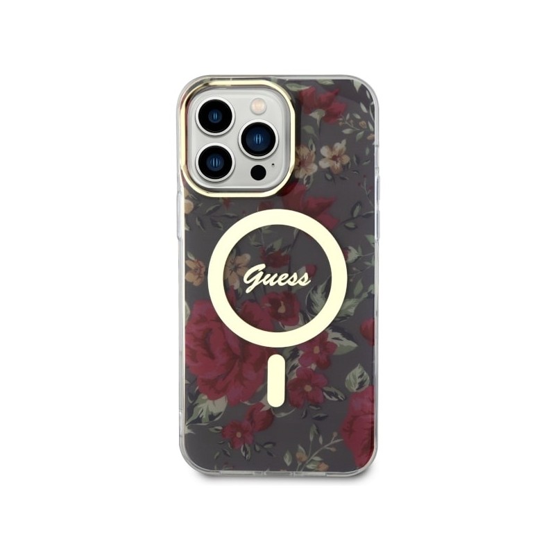 Guess GUHMP14XHCFWSA iPhone 14 Pro Max 6.7" zielony/khaki hardcase Flower MagSafe