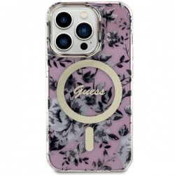 Guess GUHMP14XHCFWSP iPhone 14 Pro Max 6.7" różowy/pink hardcase Flower MagSafe