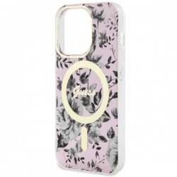 Guess GUHMP14XHCFWSP iPhone 14 Pro Max 6.7" różowy/pink hardcase Flower MagSafe