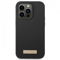 Viedtālruņa aizmugurējais vāciņš Apple iPhone 14 Pro Max Metal Logo Mag Melna