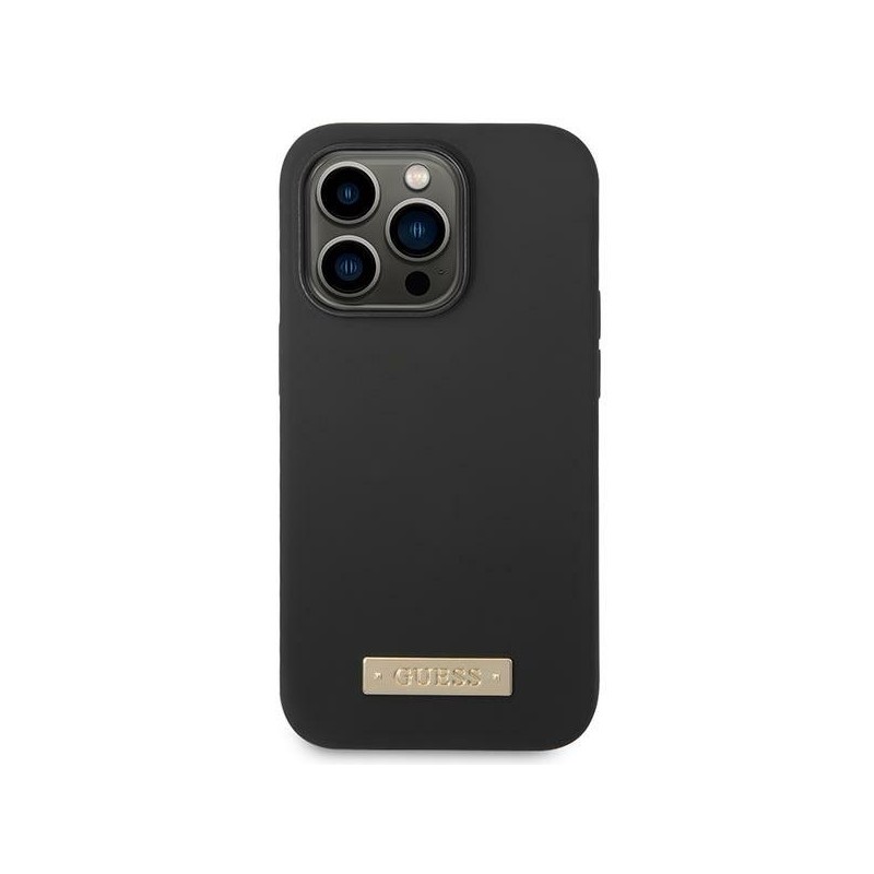 Viedtālruņa aizmugurējais vāciņš Apple iPhone 14 Pro Max Metal Logo Mag Melna