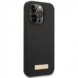 Viedtālruņa aizmugurējais vāciņš Apple iPhone 14 Pro Max Metal Logo Mag Melna