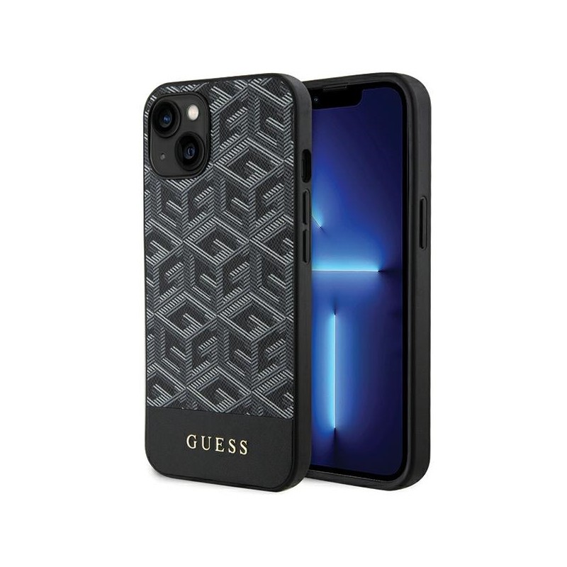 Viedtālruņa aizmugurējais vāciņš Apple Iphone 15 Gcube stripes Mag Melna