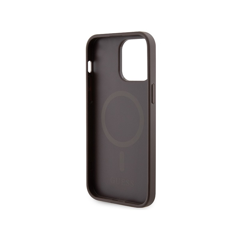 Guess GUHMP15XP4RPSW iPhone 15 Pro Max 6.7" brązowy/brown hardcase 4G Printed Stripes MagSafe