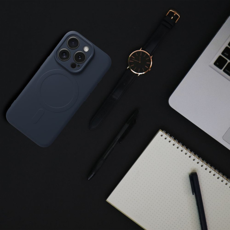 Viedtālruņa aizmugurējais vāciņš Apple iPhone 15 Pro Silicone Mag Zila