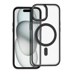 Viedtālruņa aizmugurējais vāciņš Apple Iphone 15 Matte Mag Cover Black, Transparent