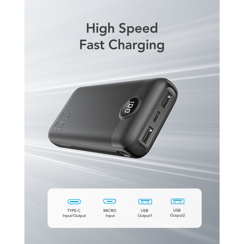 Ārējā baterija Veger L20S 20000 mAh PD QC 3 Melna