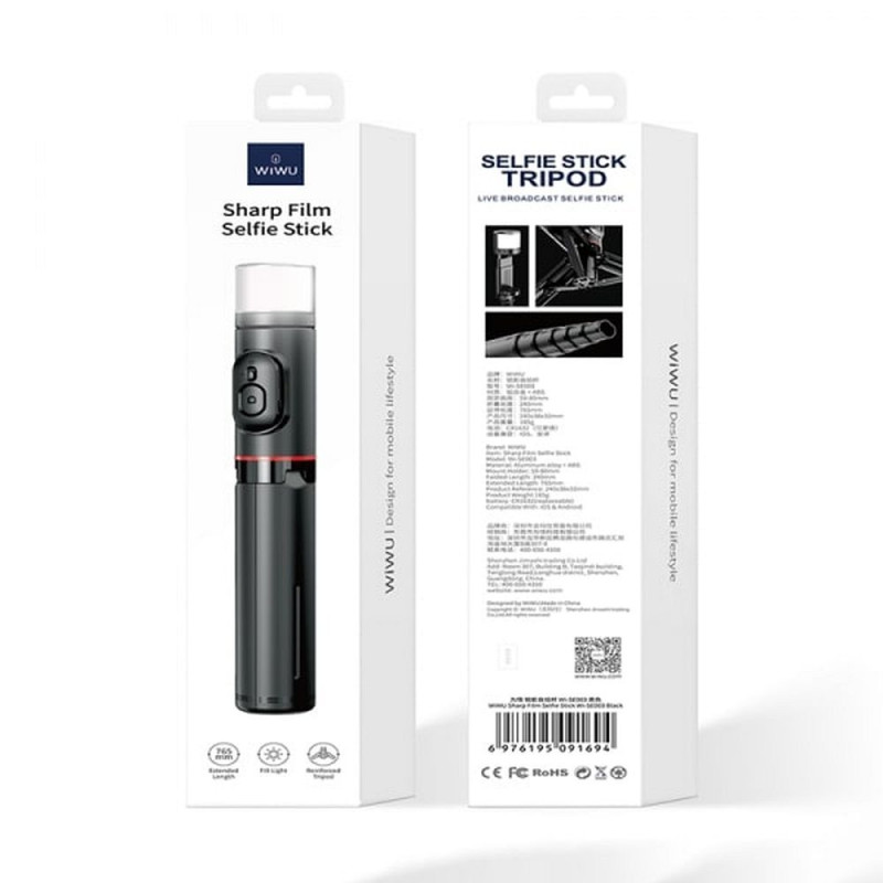 Autoportree pulk/statiiv SE003 statiivifunktsiooni ja LED-valgusega Must