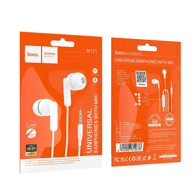 Universal earphones Jack 3,5 mm with microphone M121