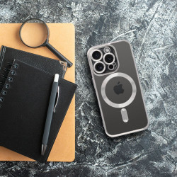 Viedtālruņa aizmugurējais vāciņš Apple iPhone 15 Pro Max Mag Cover Pelēka, Caurspīdīga