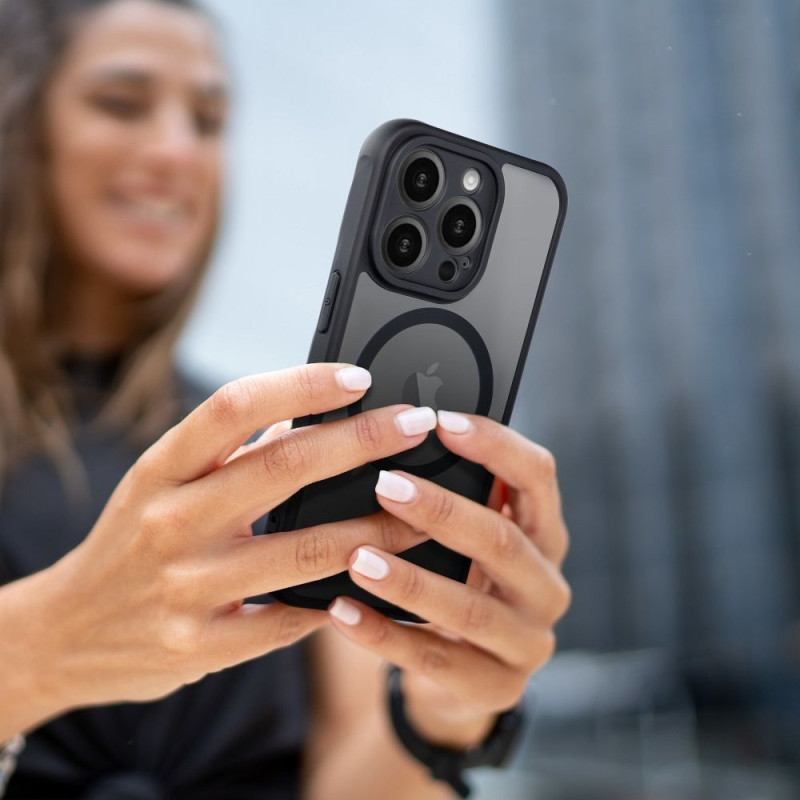Viedtālruņa aizmugurējais vāciņš Apple iPhone 13 Full matte mag Melna, Caurspīdīga