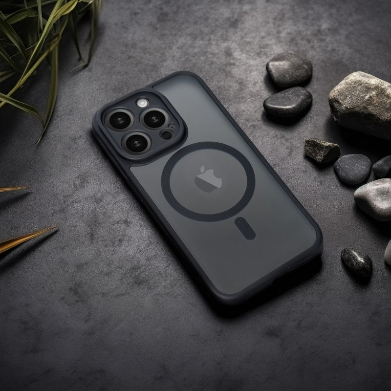 Viedtālruņa aizmugurējais vāciņš Apple iPhone 13 Full matte mag Melna, Caurspīdīga