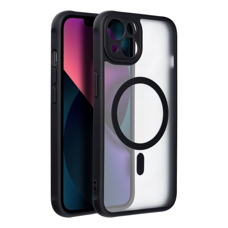 Viedtālruņa aizmugurējais vāciņš Apple iPhone 13 Full matte mag Melna, Caurspīdīga