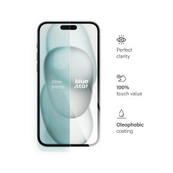 Nutitelefoni kaitseklaas Õun Iphone 15 Läbipaistev