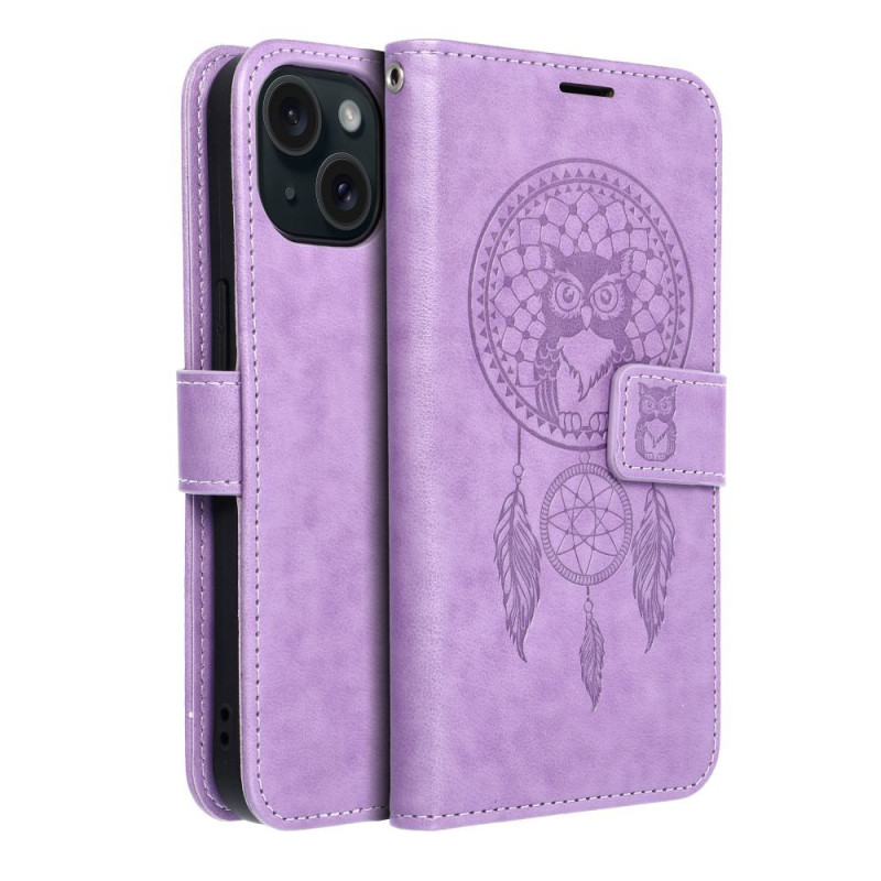 Viedtālruņa atveramais maciņš Apple Iphone 15 Mezzo Book Dreamcatcher Purple