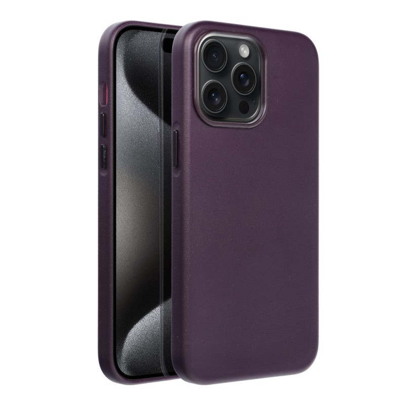 Nutitelefoni tagakaas Õun iPhone 15 Pro Max Nahkne ajakiri Tume lilla