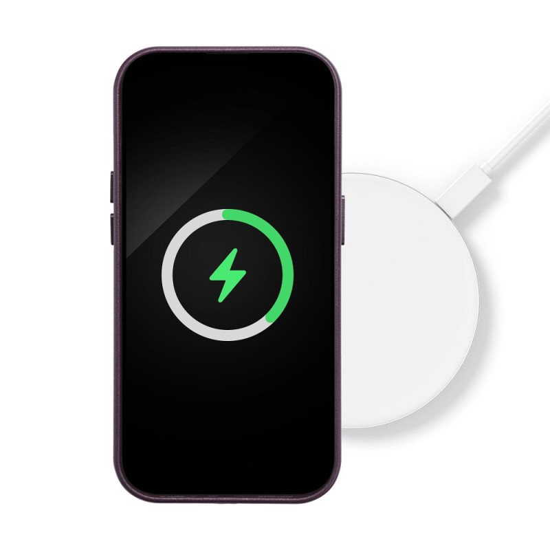 Nutitelefoni tagakaas Õun iPhone 15 Pro Max Nahkne ajakiri Tume lilla