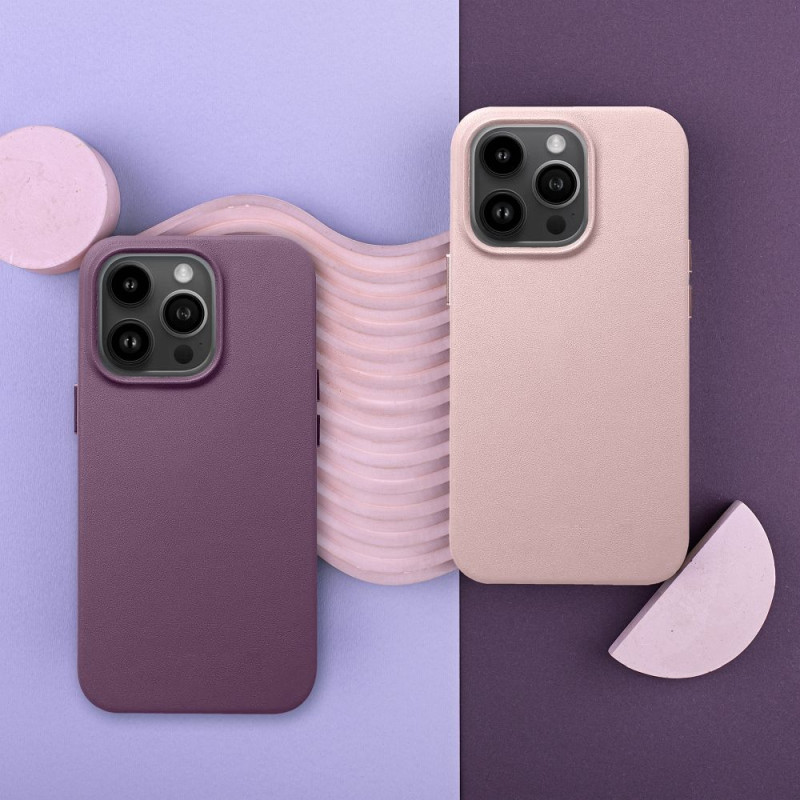 Nutitelefoni tagakaas Õun iPhone 15 Pro Max Nahkne ajakiri Tume lilla
