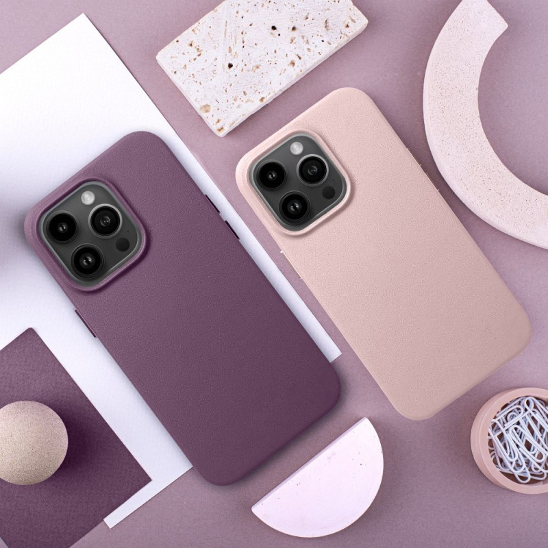 Nutitelefoni tagakaas Õun iPhone 15 Pro Max Nahkne ajakiri Tume lilla