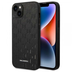 Viedtālruņa aizmugurējais vāciņš Apple iPhone 14 Plus Saffiano Monogram Melna, Ar Tekstu