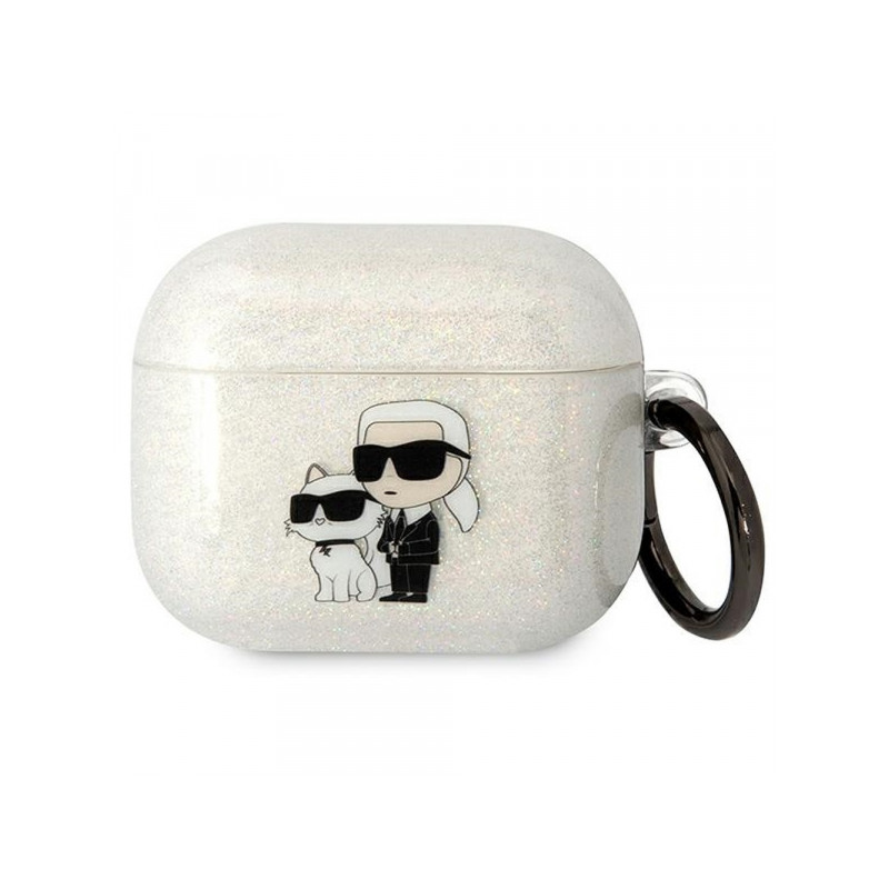 Bezvadu austiņu apvalks Apple Glitter Karl and Choupette Caurspīdīga
