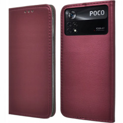 Viedtālruņa atveramais maciņš Xiaomi Poco X4 Pro 5G Smart Magnetic Burgundijas